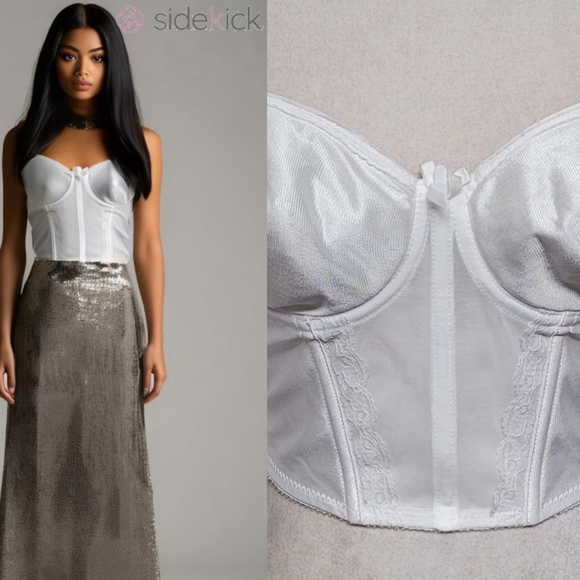 Vintage Other - Merry Widow 60s Vintage White Corset Bustier Over Bust Longline Backless Bra 36B